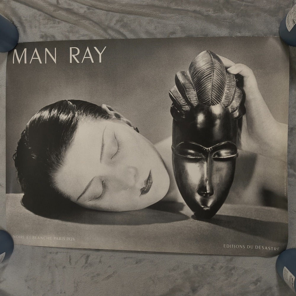 Vintage Man Ray Noir et blanche Poster Editions Du Desastre 1987 France 31x23.5